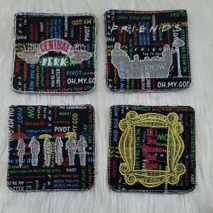 Set Of 4 Embroidered Cork Friends TV Show Coasters